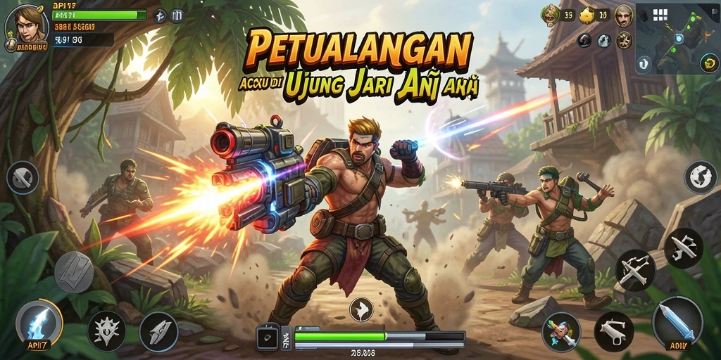 Tangkapan layar menunjukkan aksi mendebarkan dalam gameplay API77.
