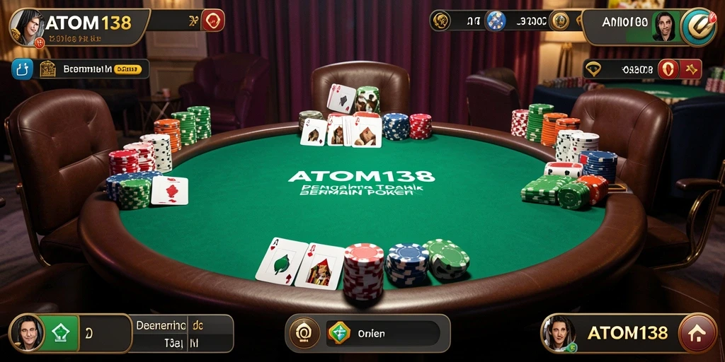 Tampilan gameplay menarik dalam aplikasi Poker ATOM138.