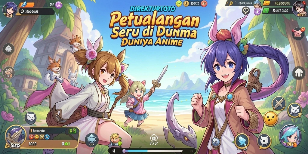Tampilan gameplay seru dengan karakter anime yang beraksi.