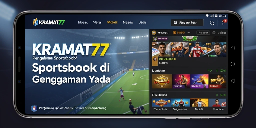 Tampilan aplikasi KRAMAT77 saat pemain menikmati taruhan Sportsbook.