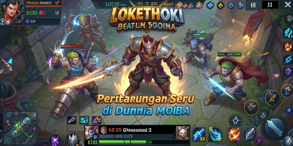 Tampilan gameplay seru di arena <strong>LOKETHOKI</strong> dengan karakter yang sedang bertarung.