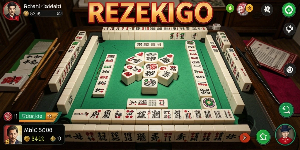 Tampilan gameplay menawan di REZEKIGO saat menyusun ubin Mahjong.