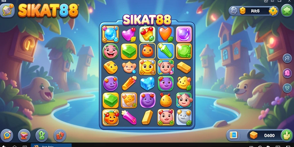 Screenshot gameplay SIKAT88 menampilkan keseruan mencocokkan objek.