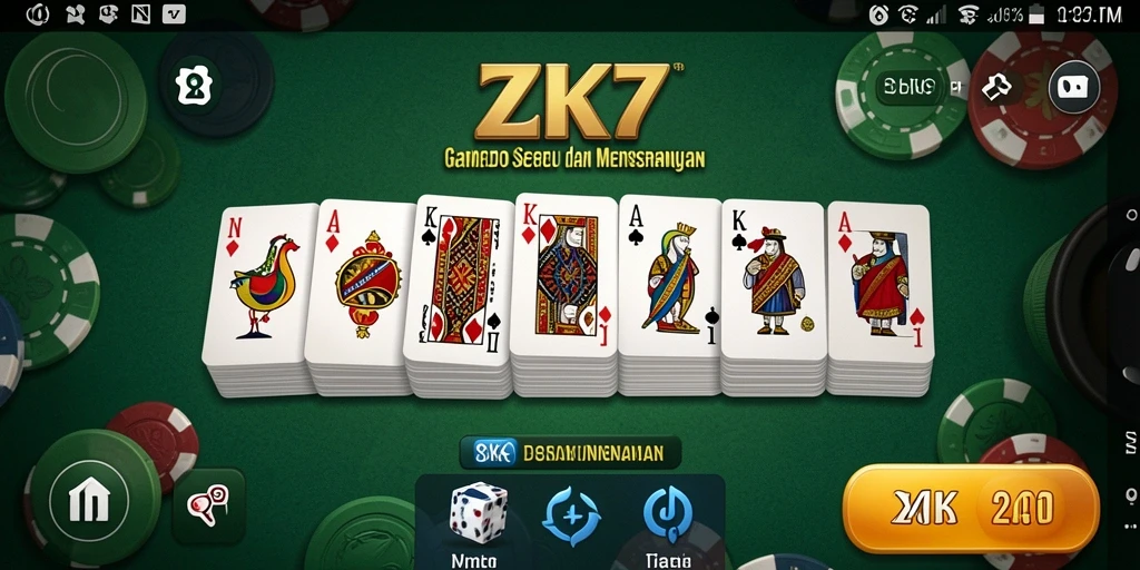 Tampilan gameplay ZK7 yang menarik dan interaktif dari permainan Domino.